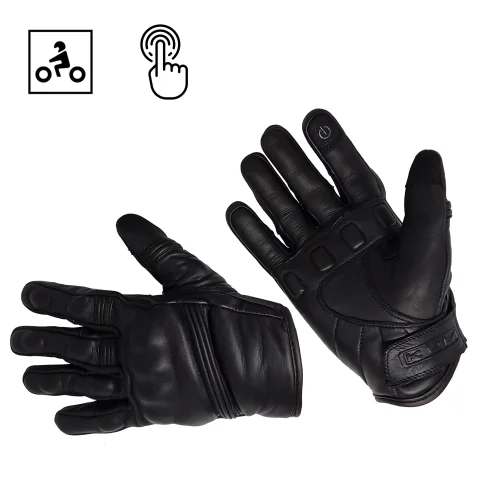 Guante Corto de Piel Mod. ASPA Negro